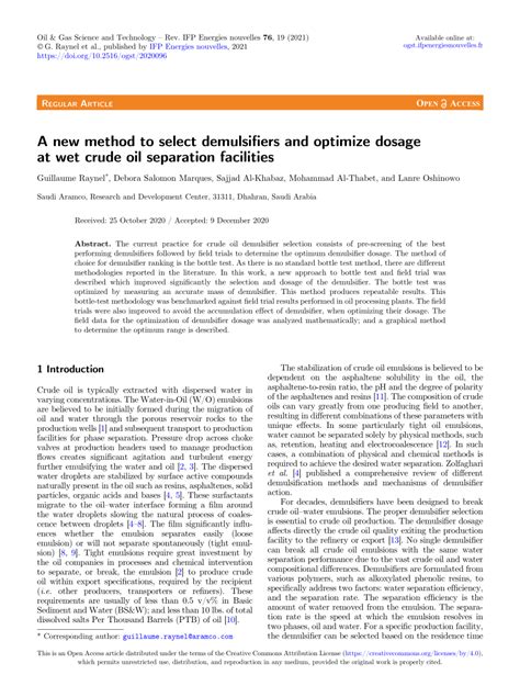 wet bottle test|(PDF) Demulsifier Selection from Laboratory Bottle .